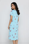 Zivame Farm Lore Knit Cotton Knee Length Nightdress - Gulf Stream — thumbnail 3